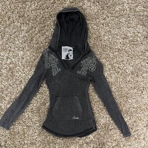 Guess Gray Graphic Fitted Hoodie